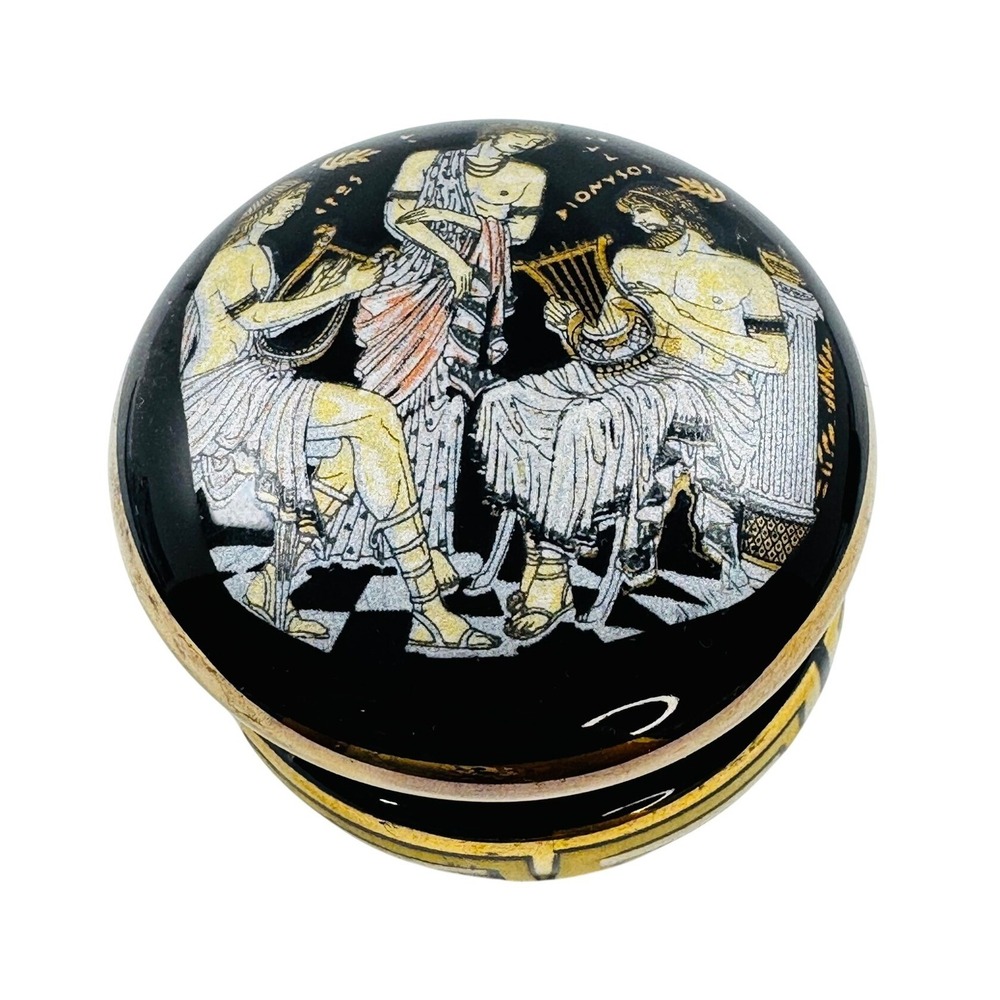 Greek Mythology Trinket Pill Box Handmade in Greece 24K Gold Vanity Neoclassical